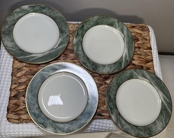 Mikasa Travertine Green L2112 Salad Plates Set of 4 7.5” Japan Bardi Vintage