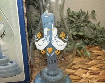 Vintage 1980s Country Geese Friendship Lanterns Set of 2 Candles NOS Taiwan Cottagecore Decor