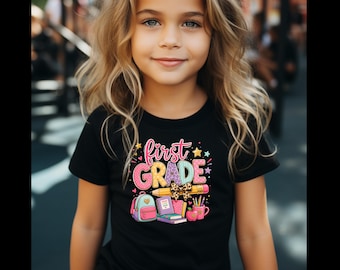 小学校1年生Tシャツ、新学期初日Tシャツ、かわいい新学期Tシャツ、魅力的なスクールシャツ