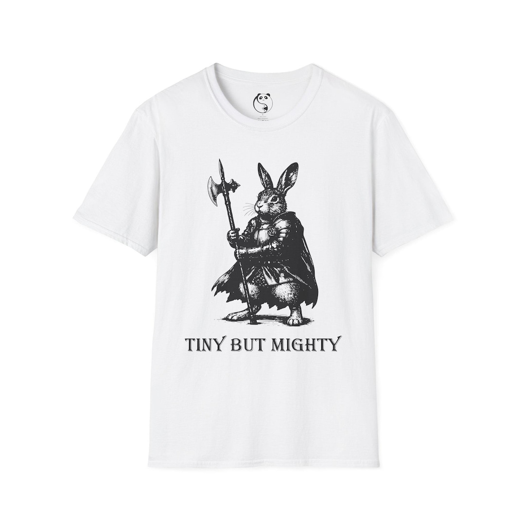Tiny but Mighty Rabbit Warrior T-shirt | Vintage Engraved Animal ...