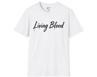 Camiseta de sangre viva / Tipografía de escritura, camiseta de escritura gótica