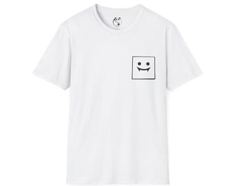 Camiseta con cara de vampiro sonriente / Gráfico minimalista en el bolsillo