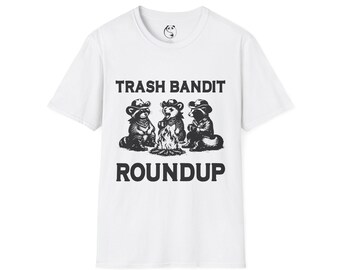 Trash Bandit Roundup T-Shirt | Raccoon Cowboy Illustration, Western Theme