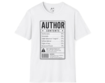 Camiseta con contenido del autor / Diseño de etiqueta del autor, camiseta con humor sobre la escritura