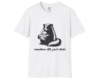 Skunk with Tissues T-Shirt | "sometimes life just stinks"