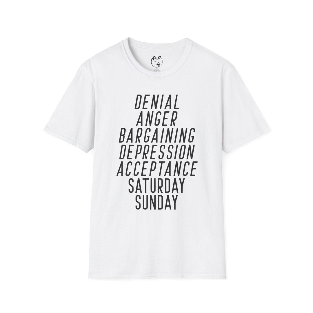 Stages of Grief Typography T-shirt | Denial Anger Bargaining Depression ...
