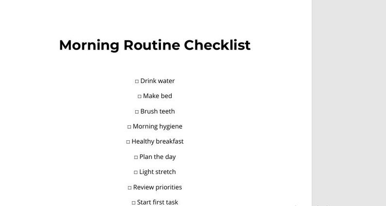 Daily Morning Routine Checklist Printable – Simple Productivity Planner ...