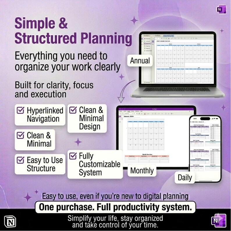 Onenote Template 2026 Digital Planner All in One Productivity System ...