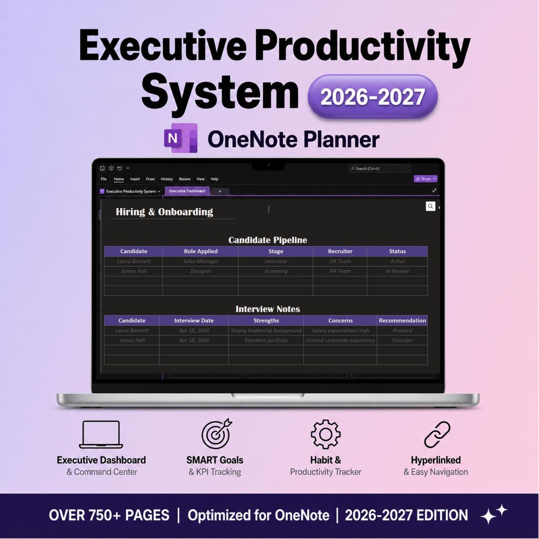 Onenote 2027 Tutorials Onenote Executive Planner 2026 2027 Digital Productivity System ...