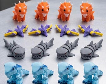 Mini-dinosaurieäggfyllningar (16 st) | Påskäggfyllningar | 3D-utskrivna dinosaurieleksaker | Påskkorgar | Barnfestgåvor