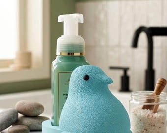 Jabonera de espuma con forma de malvavisco y Peep - Decoración de Pascua