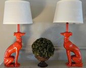 Whippet Greyhound Dog Lamps Coral Orange or custom color