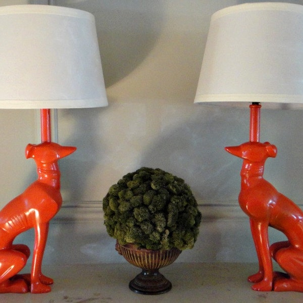 Whippet Greyhound Dog Lamps Coral Orange or custom color