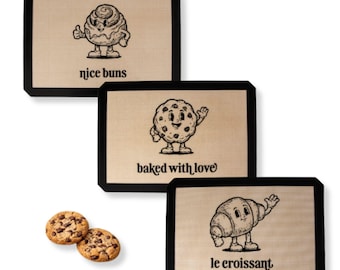 Silicone Baking Mat Set, Nonstick Reusable Bakeware, Funny Baking Gift (3 Pack)