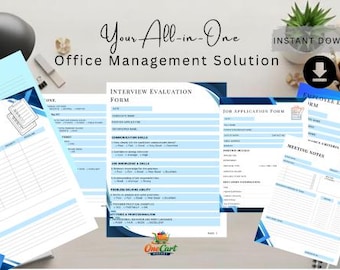 Pacchetto Office Management Planner / Moduli HR stampabili / PDF / Download immediato / Soluzione 5 in 1