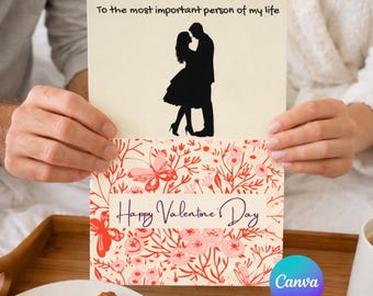 Floral Valentine's Day Card | Editable Canva Template (Digital Download)
