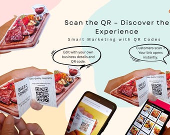 Biglietto da visita personalizzato con codice QR, marketing, menu per social media (design digitale)