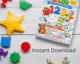 Quaderno di lavoro per bambini da tracciare e colorare / Tracciamento dei numeri da 1 a 50, Labirinti, Pagine da colorare (download digitale)