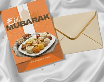 Biglietto d'auguri per l'Eid Mubarak / Piatto di dolciumi, 5x7 stampabile (download digitale)
