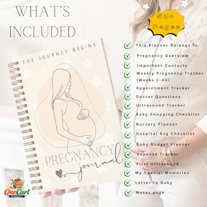 Printable Pregnancy Journal PDF | 40 Week Baby Tracker | First Time Mom Planner | Pregnancy Keepsake Book | Instant Download