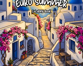 Dibujos para colorear de verano europeo Dibujos para colorear de Europa acogedora Dibujos para colorear de vacaciones acogedoras para adultos Dibujos para colorear imprimibles de escenas de viajes europeos Dibujos para colorear para aliviar el estrés