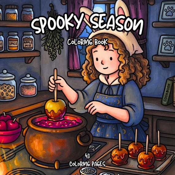 Halloween coloring book spooky season ghost coloring cozy halloween haunted house coloring relaxing adult coloring autumn hygge coloring