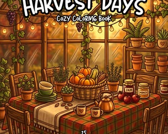 Thanksgiving coloring book cozy autumn harvest coloring autumn hygge coloring pages relaxing fall coloring adult coloring printable