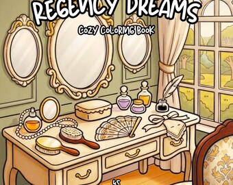 Regency coloring book cozy vintage coloring hygge adult coloring pages aesthetic girly coloring princess coloring Jane Austen coloring