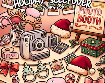 Libro para colorear de pijamada navideña, colorear estilo Hygge para chicas, colorear Navidad acogedora, colorear fiesta de pijamas, colorear vacaciones en casa