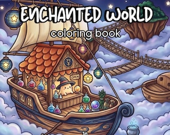 Fantasy coloring book enchanted worlds whimsical fantasy coloring book for adults digital magical coloring cozy coloring pages printable pdf