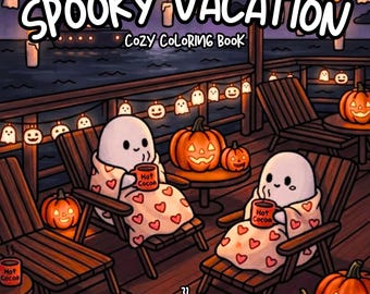 Halloween coloring book cozy spooky season coloring haunted coloring pages adult fall cozy halloween coloring cute ghost coloring