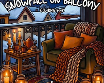 Winter coloring book cozy balcony coloring pages adult coloring book printable snow coloring book digital download