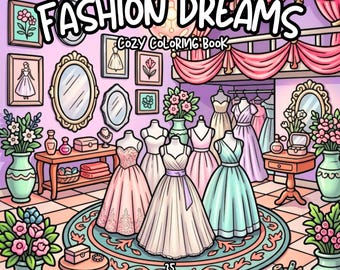 Fashion coloring book aesthetic cozy coloring pop culture teen coloring chic couture coloring relaxing adult coloring digital printable