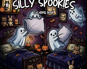Funny halloween coloring book, Cute spooky coloring, Silly Spookies haunted ghost coloring, Relaxing adult coloring, Autumn hygge coloring