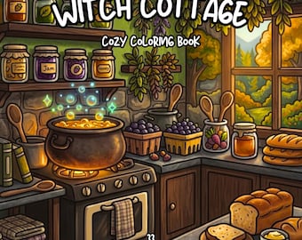 Cozy witch coloring book witchcore coloring magical coloring cottagecore adult coloring book relaxing coloring pages digital download pdf