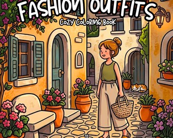 Fashion coloring book cozy outfits coloring relaxing adult coloring book stylish clothing coloring pages aesthetic chic dress coloring