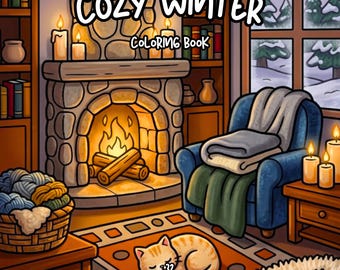 Cozy Winter coloring book hygge holiday coloring adult coloring printable festive home coloring relaxing coloring digital download pdf