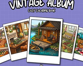 Creative coloring book vintage album coloring pages adult coloring cozy memories coloring aesthetic polaroid coloring nostalgic coloring