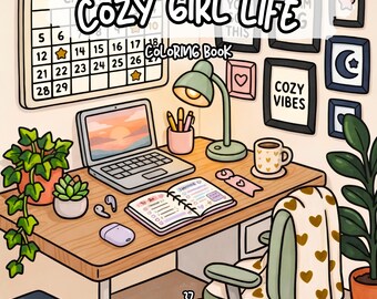 Cozy girl life coloring woman lifestyle coloring book soft girl home life coloring women day gift hygge coloring relaxing adult coloring