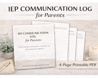 IEP Communication Log for Parents – Special Education Meeting Notes & Follow-Up Tracker (Printable PDF)