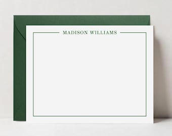 Personalized Border Stationery Note Cards, Wedding Thank You Flat Cards Custom, Business Stationery, DT3618
