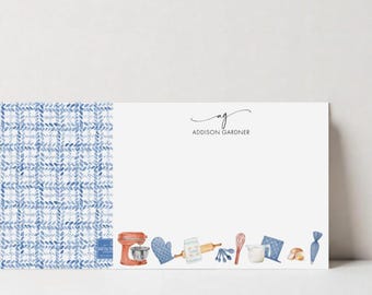 Personalized Stationery Cards, Baker's Flat Note Card, Kitchen Stationery, Baking Stationery Notecards, Return Address Option, DT3086