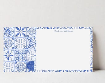 Personalized Coastal Stationery Note Card Set, Custom Wedding Thank You Flat Cards, Bridesmaid Gift, Mediterranean Stationary, DT3638