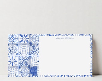 Personalized Coastal Stationery Note Card Set, Custom Wedding Thank You Flat Cards, Bridesmaid Gift, Mediterranean Stationary, DT3638