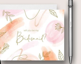 Bridesmaid Proposal Card. Will You Be My Bridesmaid Card. Abstract Watercolor Bridesmaid Card. DT3091