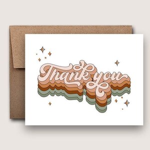 Boho Retro Thank You Card Set, Groovy Wedding Thank You Cards, Bachelorette Bridal Shower Thank You Card, DT3202