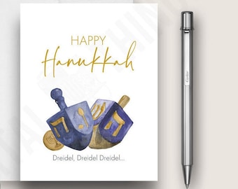 Hanukkah Card Set Happy Hanukkah Cards. Hanukkah Dreidel Card. Chanukah Card. Holiday Card. A2 Greeting Card. DT2359