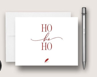 Minimalist Christmas Card Set. Ho Ho Ho Holiday Card Set. Modern Script Christmas Card Set. DT3029