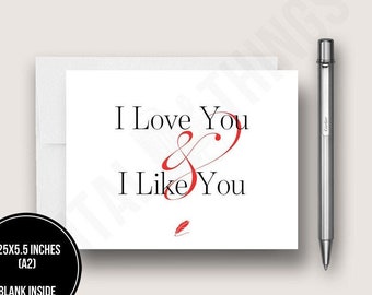 I Love You And I Like You Funny Anniversary Card. Love Card. Valentine's Day Card. Engagement Card.  DT2850