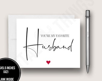 You Are My Favorite Husband Anniversary Card. Love Card, Funny Valentines Day Card. DT2099